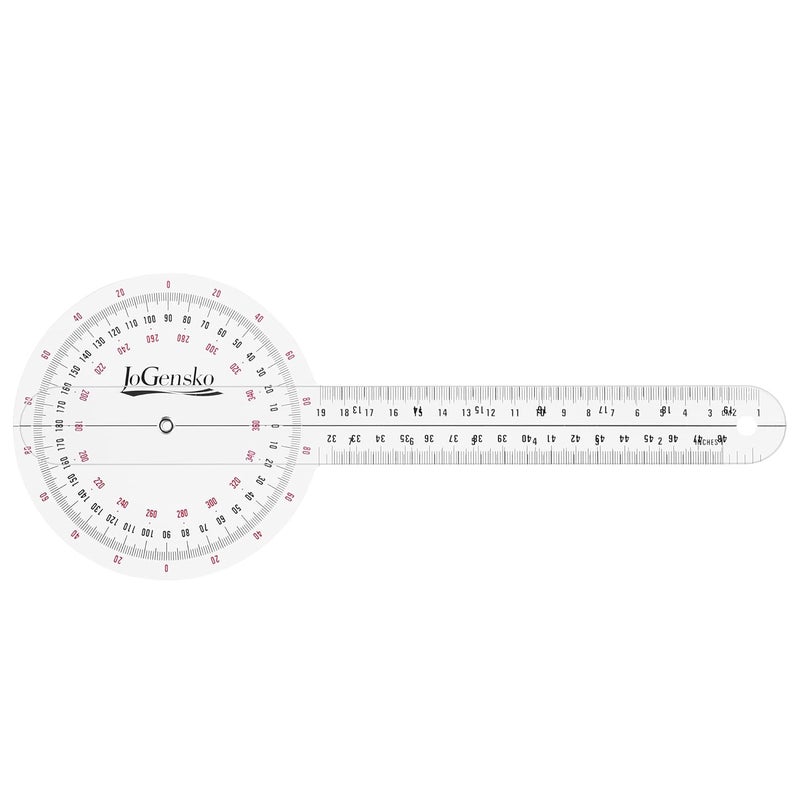 JoGensko 12 Inch Goniometer for Orthopaedic Use, 360 Degree Large Size Plastic Goniometer，Physical Therapy Angle Protractor Ruler for Knee Joints, Elbow, Shoulder or Hip - Image 3